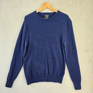 J Crew Cashmere Pullover Crewneck‎ Sweater Mens Medium Blue Long Sleeve